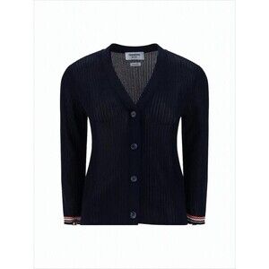 Thom Browne Ribbed V-Neck Cardigan With Button-Down Front - NWT